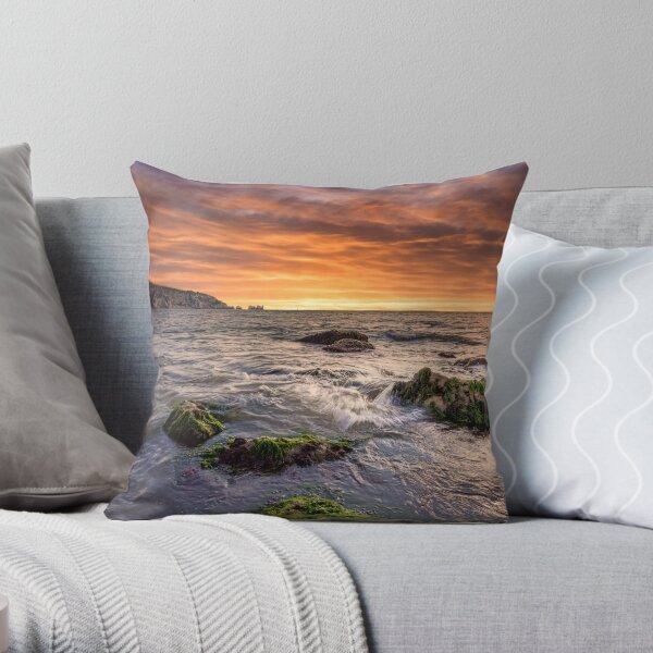 Alum Bay and The Needles Sunset Throw Pillow