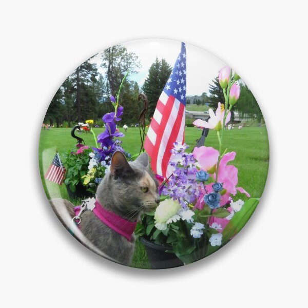 Item preview, Flower the cat, smelling the flowers in honor of our veterans.  designed and sold by LCAppling.