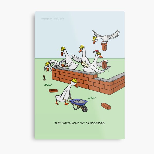 The Sixth Day of Christmas (6 Geese a-Laying) Metal Print