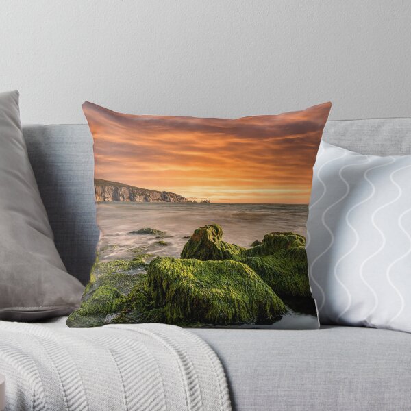 Alum Bay Rocks and The Needles Sunset Throw Pillow