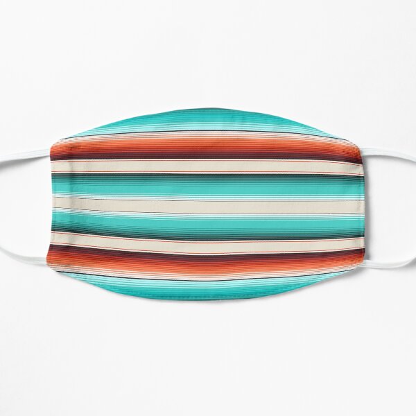 Navajo White, Turquoise and Burnt Orange Southwest Serape Blanket Stripes Mask