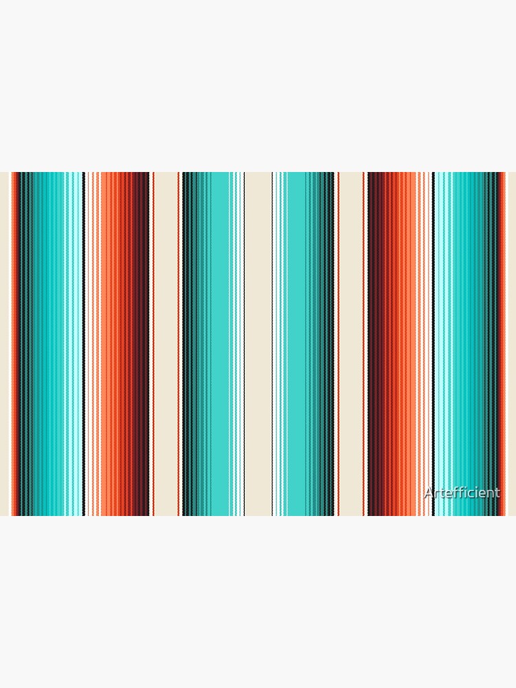 "Navajo White, Turquoise and Burnt Orange Southwest Serape Blanket