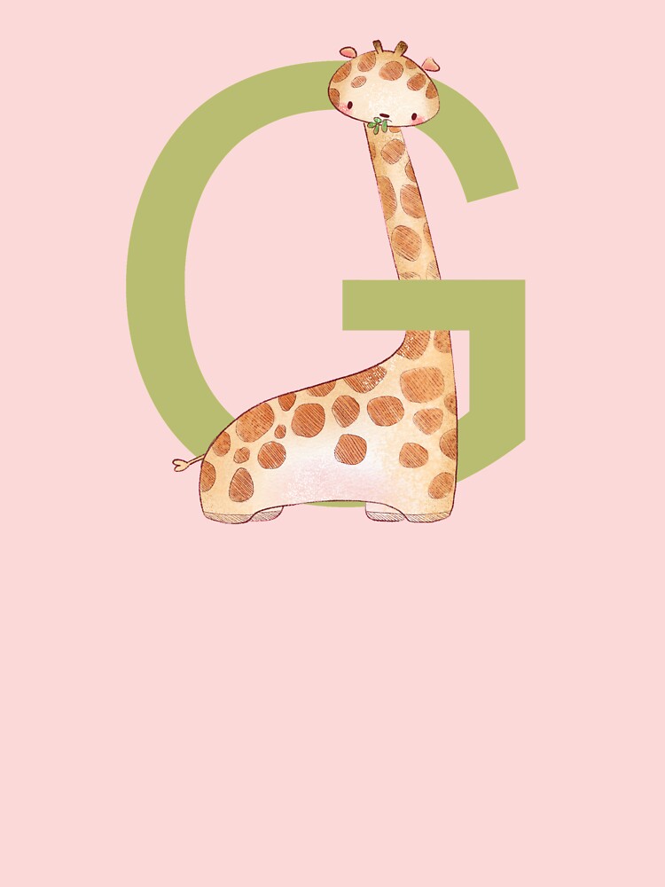 Letter G - Animal Alphabet - Giraffe Monogram T-Shirt