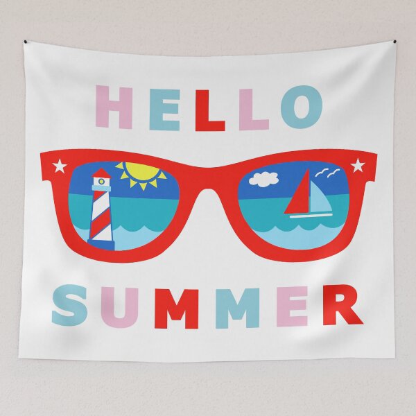 Item preview, Hello Summer Sunglasses with Lighthouse and Sailboat designed and sold by CoralFoxDesigns.