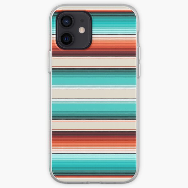 Navajo White, Turquoise and Burnt Orange Southwest Serape Blanket Stripes iPhone Soft Case