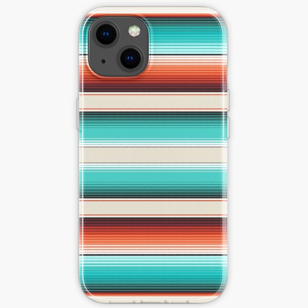 Navajo White, Turquoise and Burnt Orange Southwest Serape Blanket Stripes iPhone Soft Case