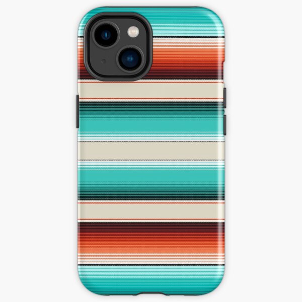 Navajo White, Turquoise and Burnt Orange Southwest Serape Blanket Stripes iPhone Tough Case