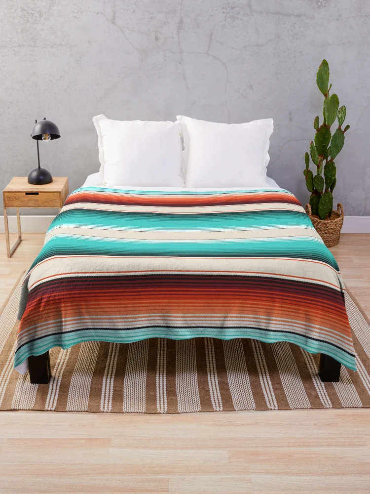 Turquoise and orange throw blanket sale