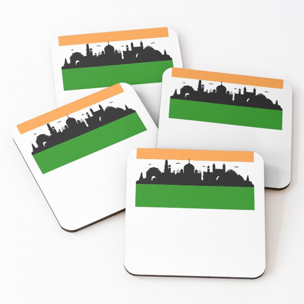 Artikelvorschau, Skyline von Indien, indische Flagge entworfen und verkauft von StickerDirect.