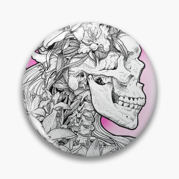 Item preview, Purple tattoo style skull lady with lilies  designed and sold by MirandaTattoo.
