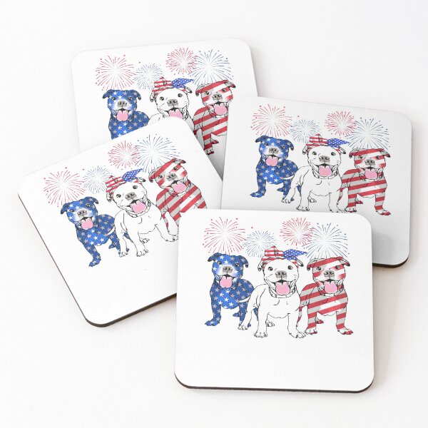 Item preview,  3 Pitbulls Pit bulls Patriot American Flag 4th of july designed and sold by PhillipAlvarez.