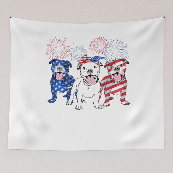 Item preview,  3 Pitbulls Pit bulls Patriot American Flag 4th of july designed and sold by PhillipAlvarez.