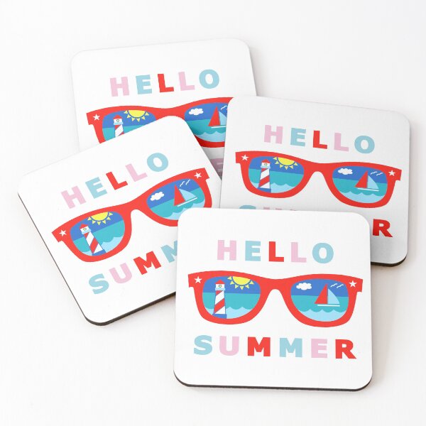 Item preview, Hello Summer Sunglasses with Lighthouse and Sailboat designed and sold by CoralFoxDesigns.