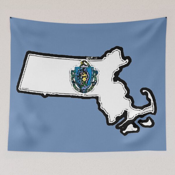 Item preview, Massachusetts Map With Massachusetts Flag designed and sold by Havocgirl.
