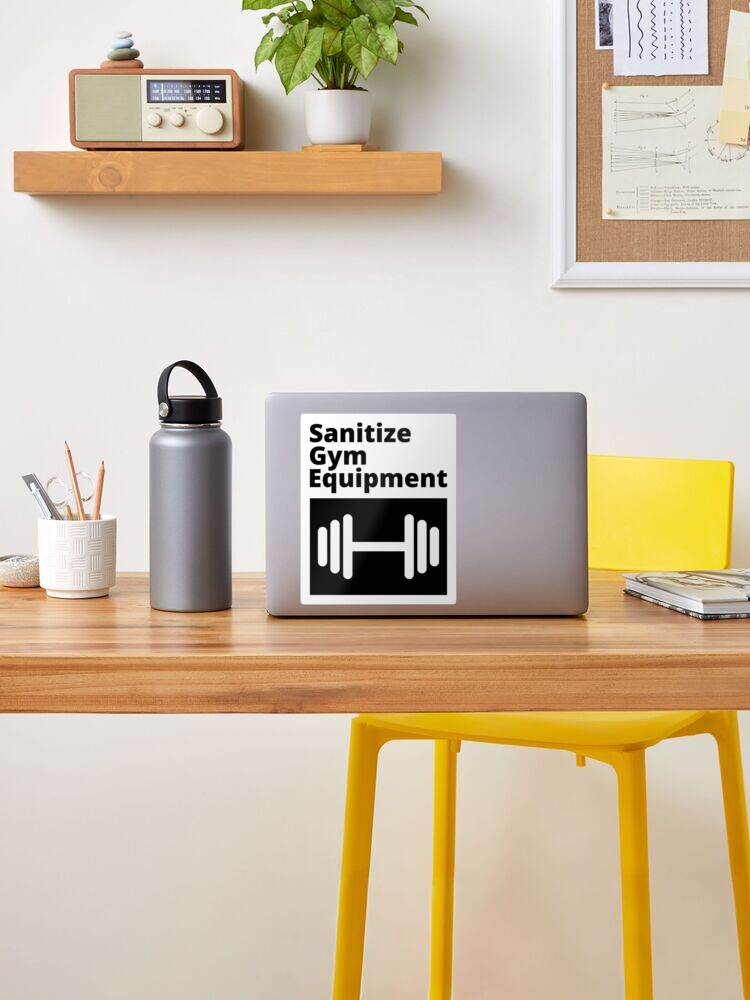 Alternate view of Sign - Sanitize Gym Equipment - black and white Sticker