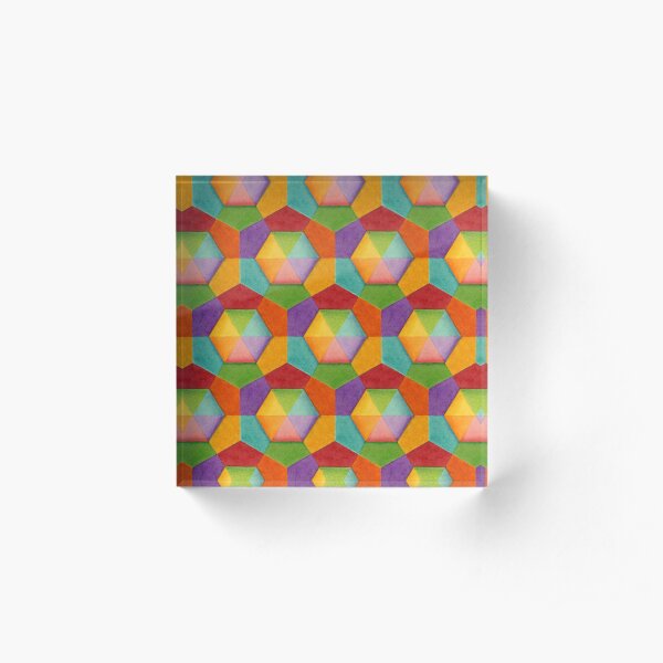 Rainbow Geometric (smaller scale) Acrylic Block