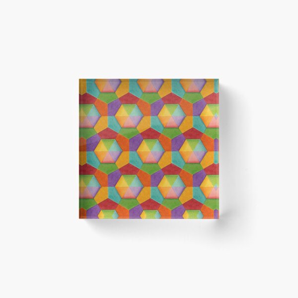 Rainbow Geometric (smaller scale) Acrylic Block