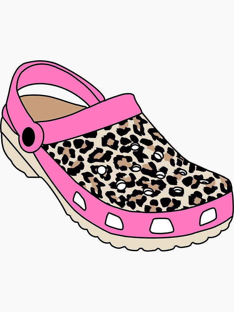"Cheetah Print Pink Croc Shoe Sticker Trendy and Cute!" Sticker by