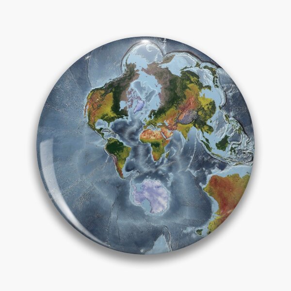 Item preview, Stereographic projection - World Relief Map showing land and oceans designed and sold by ThinkAboutMaps.
