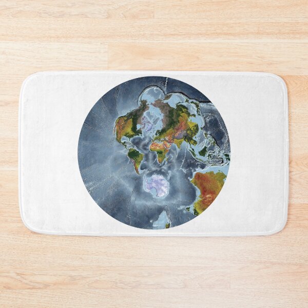 Item preview, Stereographic projection - World Relief Map showing land and oceans designed and sold by ThinkAboutMaps.