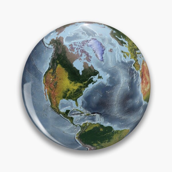 Item preview, The world from space projection - World Relief Map showing land and oceans designed and sold by ThinkAboutMaps.
