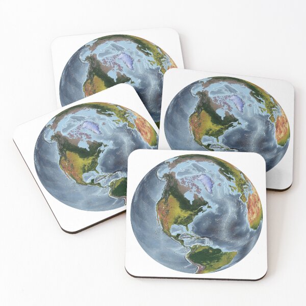 Item preview, The world from space projection - World Relief Map showing land and oceans designed and sold by ThinkAboutMaps.