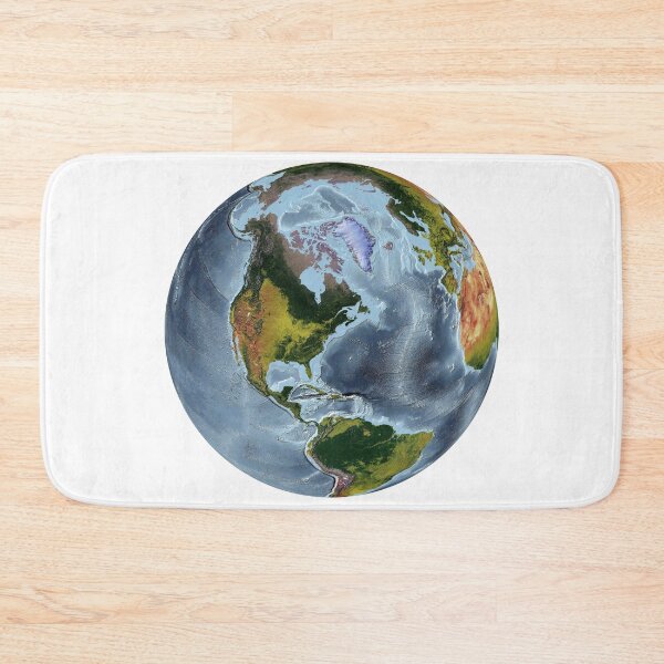 Item preview, The world from space projection - World Relief Map showing land and oceans designed and sold by ThinkAboutMaps.