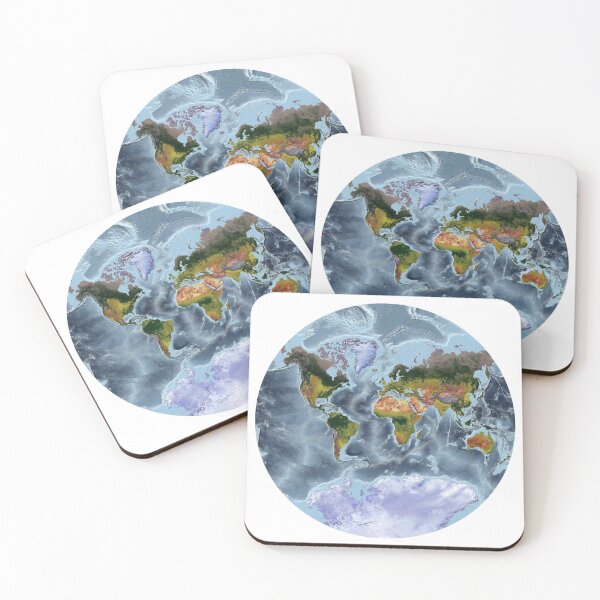 Item preview, Van der Grinten projection - World Relief Map showing land and oceans designed and sold by ThinkAboutMaps.