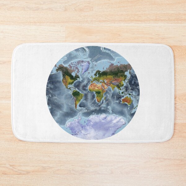 Item preview, Van der Grinten projection - World Relief Map showing land and oceans designed and sold by ThinkAboutMaps.