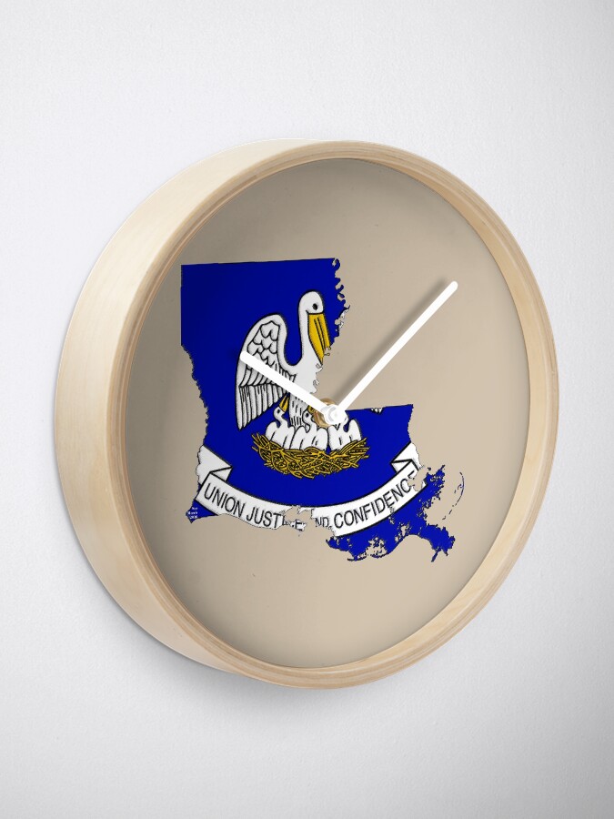 Alternate view of Louisiana Map with Louisiana State Flag Clock