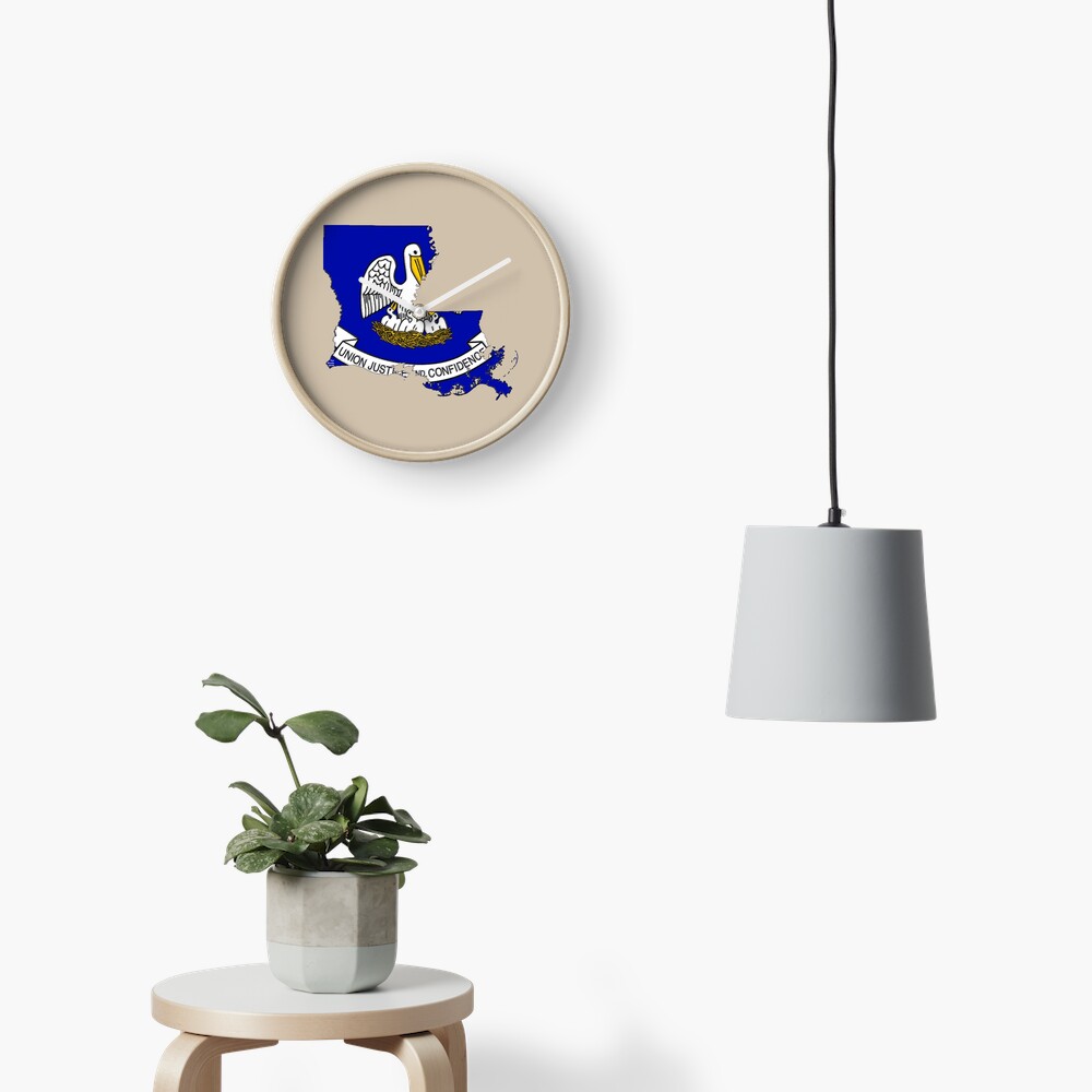 Louisiana Map with Louisiana State Flag Clock