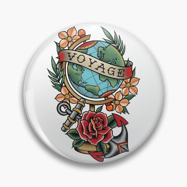 Item preview, Voyage Globe Traditional Tattoo design designed and sold by SevenRelics.