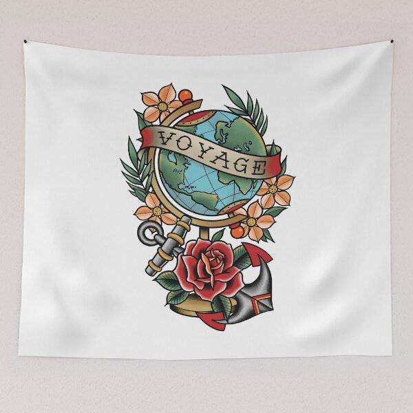 Item preview, Voyage Globe Traditional Tattoo design designed and sold by SevenRelics.