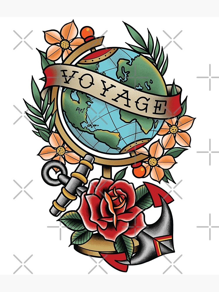 Voyage Globe Traditional Tattoo design