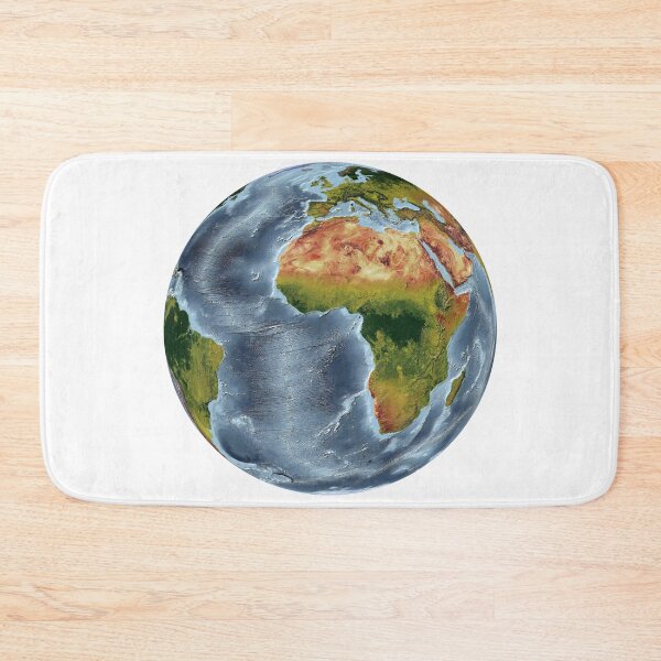 Item preview, Vertical Perspective projection - World Relief Map showing land and oceans designed and sold by ThinkAboutMaps.
