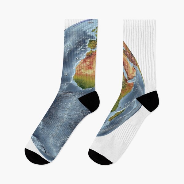 Item preview, Vertical Perspective projection - World Relief Map showing land and oceans designed and sold by ThinkAboutMaps.