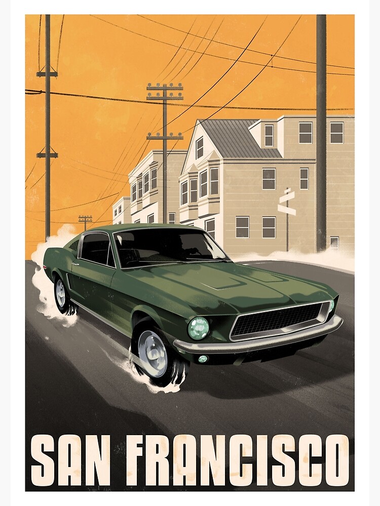 Illustration San Francisco - Vintage Car Travel Poster