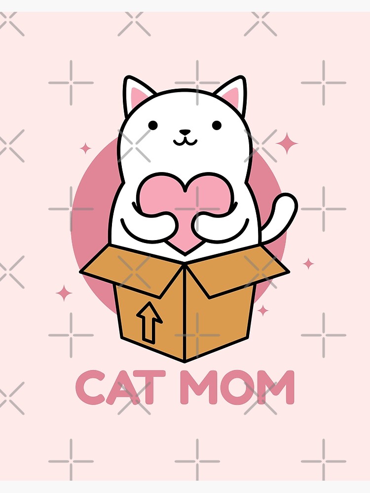 Kawaii Cute Cat Mom - Gift for mom Art Board Print for Sale by TamGustam