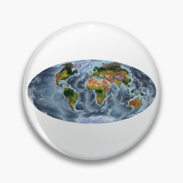 Item preview, Aitoff projection - World Relief Map showing land and oceans designed and sold by ThinkAboutMaps.