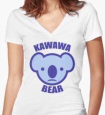 kawawa bear Women's Fitted V-Neck T-Shirt