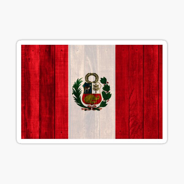 Wood flag of Peru Sticker