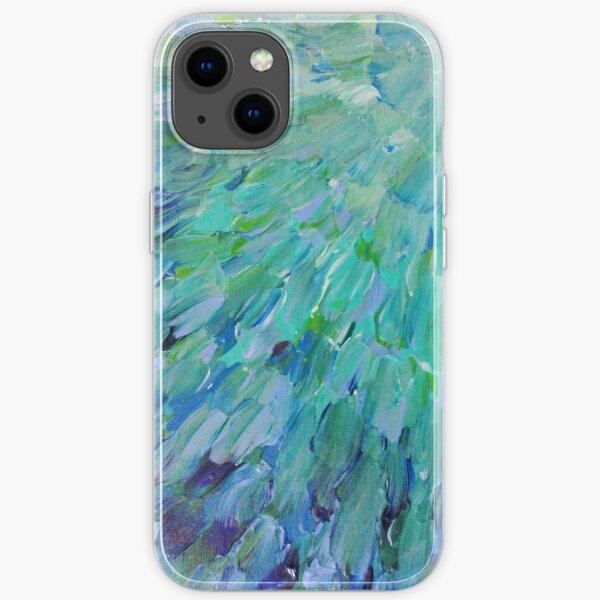 SEA SCALES - Beautiful BC Ocean Theme Peacock Feathers Mermaid Fins Waves Blue Teal Abstract iPhone Soft Case