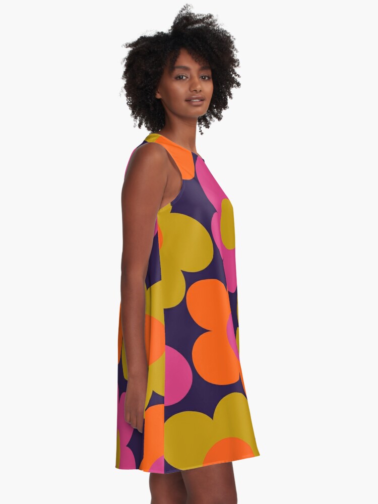 60s Style Neon Flowers | A-Line Dress