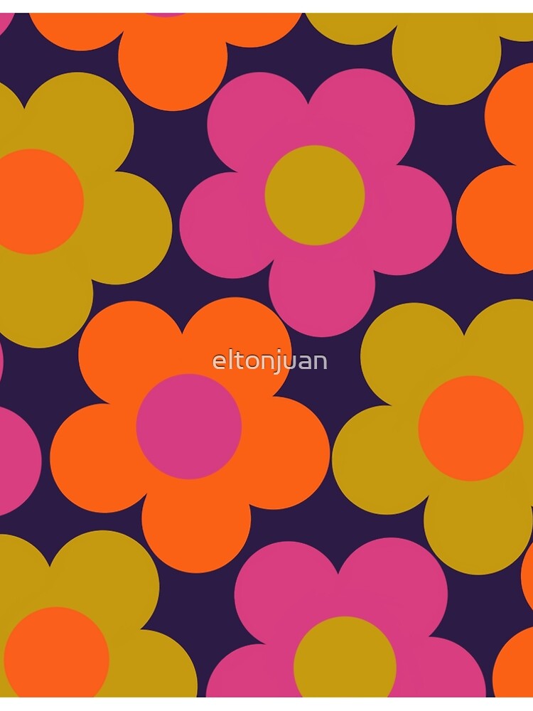 Thumbnail 4 of 4, A-Line Dress, 60s Style Neon Flowers designed and sold by eltonjuan.