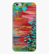 Vinilo o funda para iPhone REVISIONED RETRO - Bright Bold Red Abstract Acrylic Colorful Pintura 70s Twist Vintage Style Hip