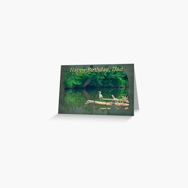 Dad Birthday Greeting Card - Heron on Fallen Tree Greeting Card