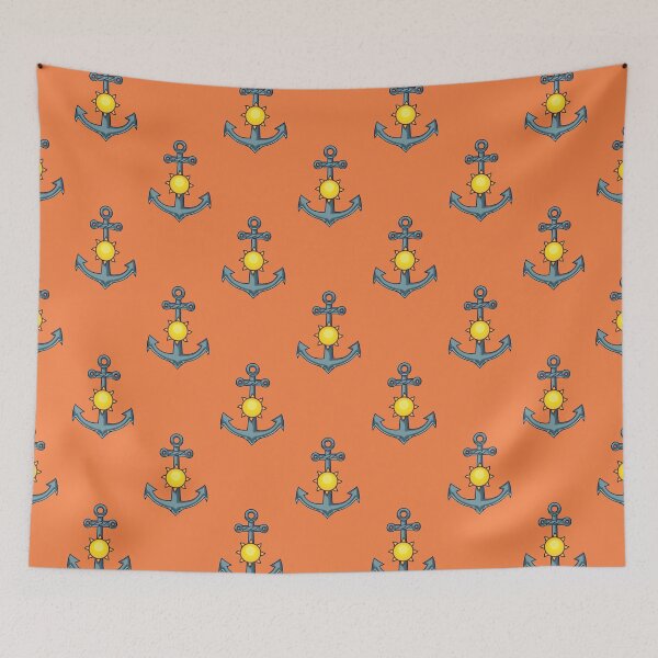 Item preview, Anchor Summer Pattern on Coral designed and sold by redjaygraphics.