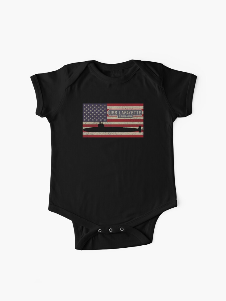 Uss Lafayette Ssbn 616 Ballistic Missile Submarine Vintage American Flag Gift Baby One Piece By Battlefield Redbubble