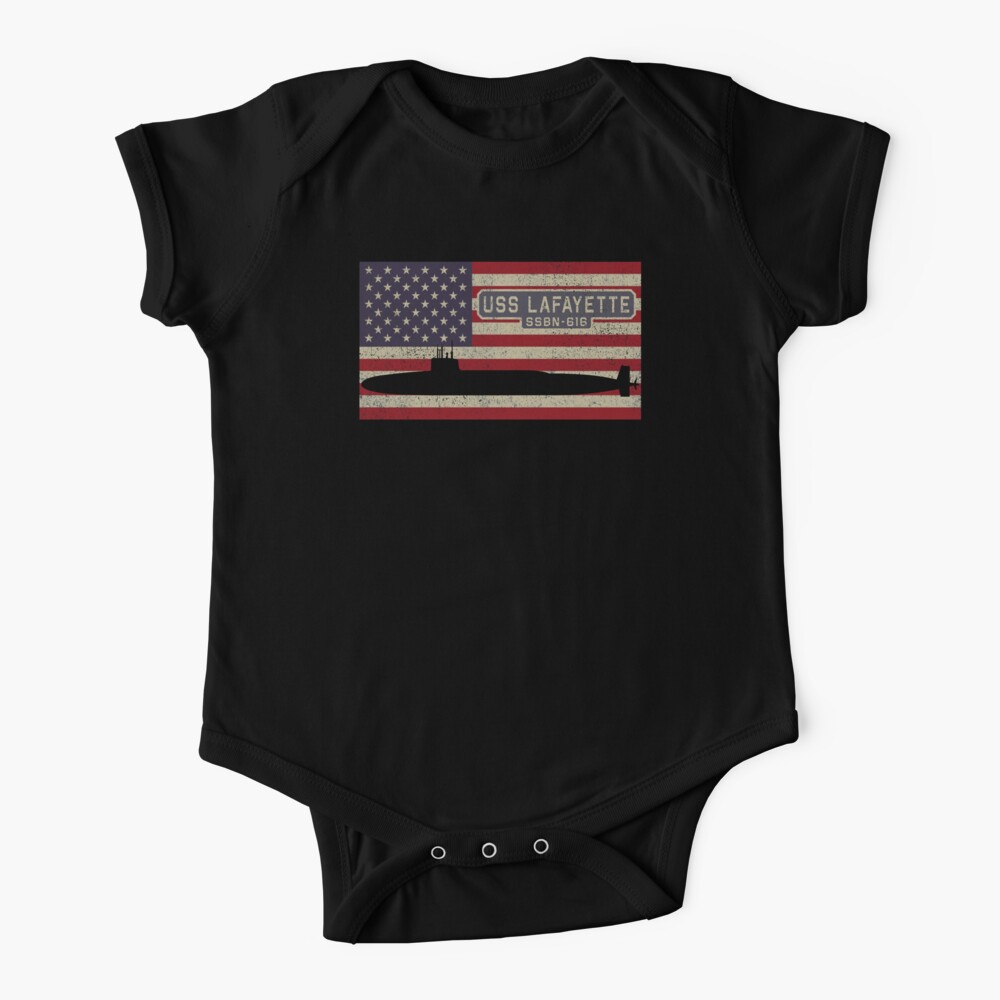 Uss Lafayette Ssbn 616 Ballistic Missile Submarine Vintage American Flag Gift Baby One Piece By Battlefield Redbubble