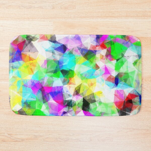 Item preview, geometric triangle shape pattern abstract in blue pink green yellow designed and sold by Mrvell.